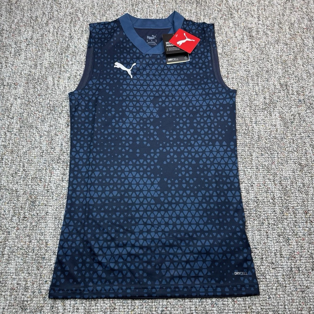PUMA Tank Top Mens XS Team Cup Sleeveless Jersey Training Drycell Blue NWT